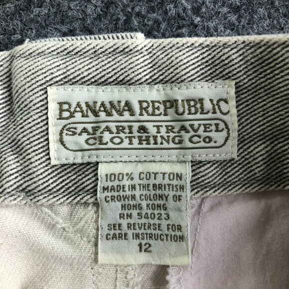 Banana Republic Safari Skirt Womens 12 Gray Vintage 80s 90s Denim - Picture 3 of 10